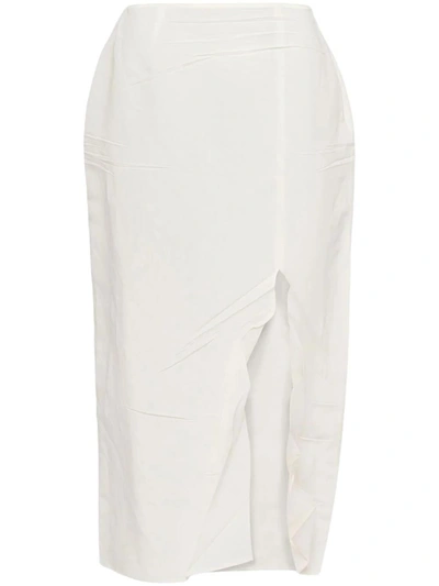 Prada Triangle-logo High-waisted Skirt In White