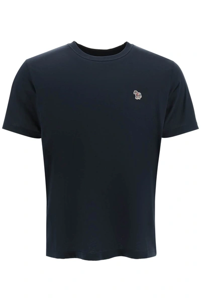 Ps By Paul Smith Ps Paul Smith Womens Zebra T-shirt Woman T-shirt Midnight Blue Size S Organic Cotton In Black