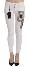 DOLCE & GABBANA QUEEN OF HEARTS CRYSTAL SKINNY JEANS