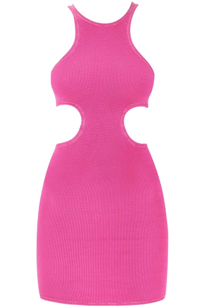 Reina Olga Ele Cut Out Crinkle Stretch Mini Dress In Pink