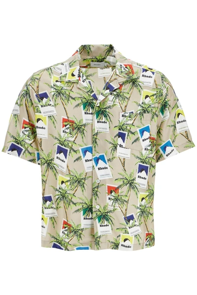 Rhude 'cigarette' Bowling Shirt In Silk In Beige