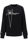 Rick Owens ' Crew Neck Sweatshirt With Logo Embroidery In Black