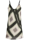 RICK OWENS GEOMETRIC PRINT V-NECK MINIDRESS