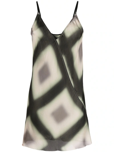 Rick Owens Geometric Print V-neck Minidress In Multicolor