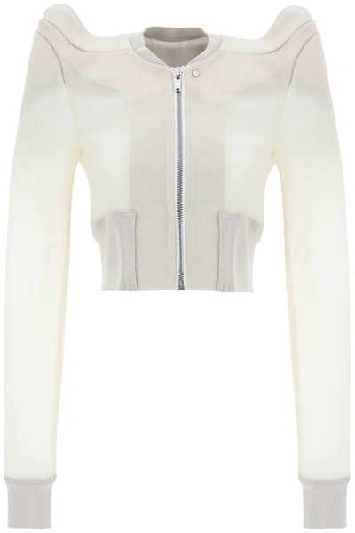 Rick Owens Semi-transparent Leather Bomber Jacket In White