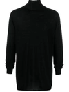 Rick Owens Roll-neck Virgin Wool Jumper In Black
