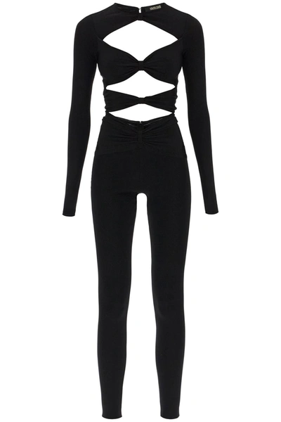 Roberto Cavalli Compact Knit Cutout Catsuit In Black