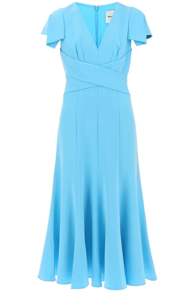 Roland Mouret Cady Midi Dress With Cap Sleeves In Light Blue
