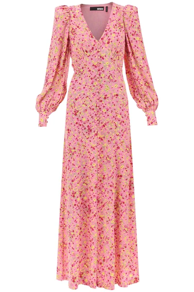 Rotate Birger Christensen Maxi Shirt Dress With Bouffant Sleeves In Pink