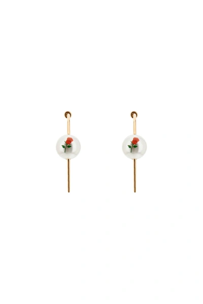 Saf Safu Pearl & Roses Hoop Earrings In Gold