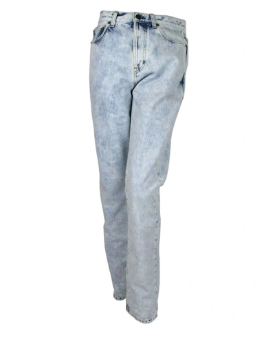 Saint Laurent Blue Cotton Snow Wash Denim Jeans