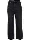 Self-portrait Straight-leg Cropped Jeans In Black