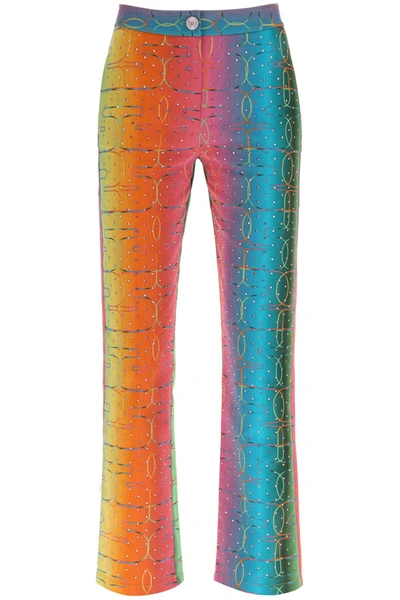 Siedres Multicolour Crystal Embellished Straight-leg Trousers In Multicolor