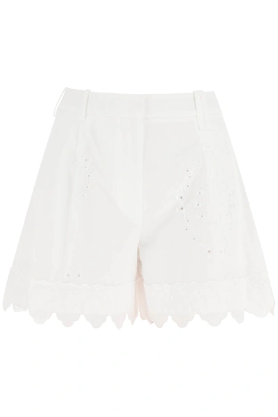 SIMONE ROCHA EMBROIDERED COTTON SHORTS