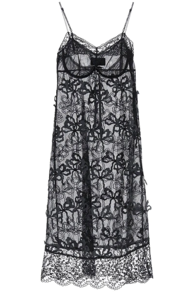 Simone Rocha Embroidered Tulle Slip Dress In Black