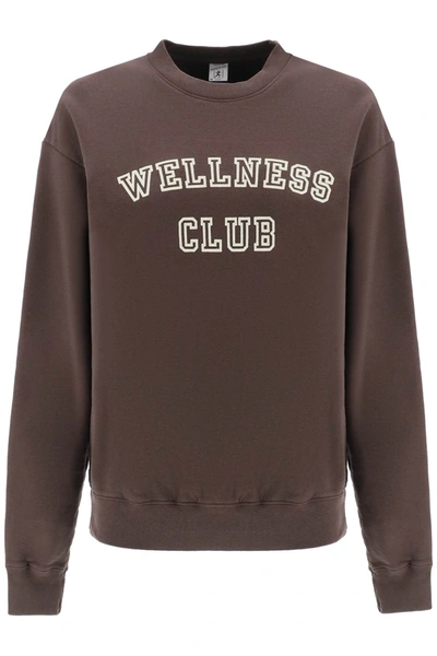 Sporty And Rich Sporty Rich Crew-neck Sweatshirt With Lettering Print In Brown