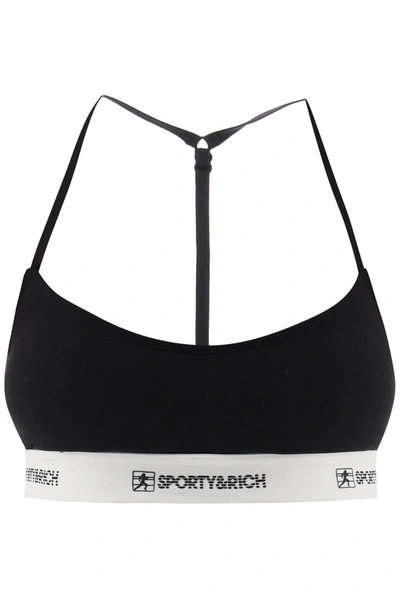 Sporty And Rich Logo-underband Crop Top In Black
