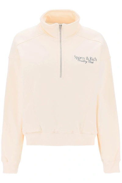 Sporty And Rich Sporty Rich Sr Country Club Quarter Zip Sweatshirt In Cream