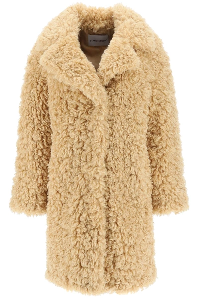 Stand Studio Camille Faux Fur Cocoon Coat In Brown
