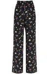 Stella Mccartney Floral-print Silk Trousers In Black