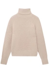 Stella Mccartney Asymmetrical Sweater In Ribbed Cashmere Knit In Beige