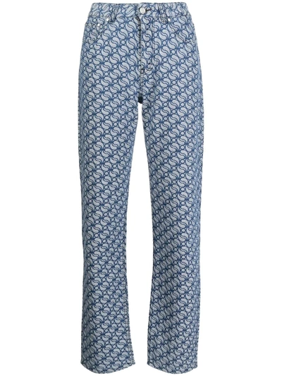 Stella Mccartney Graphic-print High-waisted Jeans In Blue