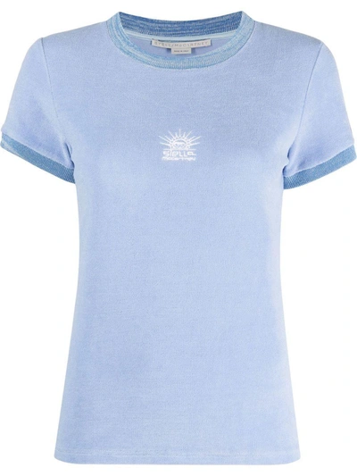 Stella Mccartney Logo-embroidered Terry T-shirt In Blue
