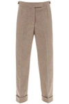 Thom Browne Beige Cropped Wool-flannel Pants For Women In Beige