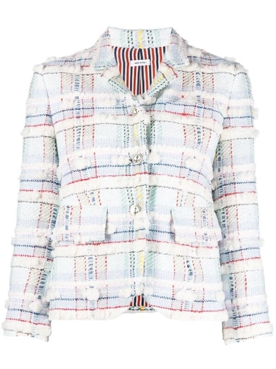 Thom Browne Pouf Tweed Checked Blazer In White
