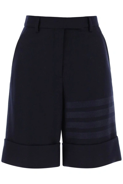 THOM BROWNE SHORTS IN FLANNEL WITH 4-BAR MOTIF