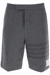 Thom Browne 4-bar Stripe Twill Shorts In Grey