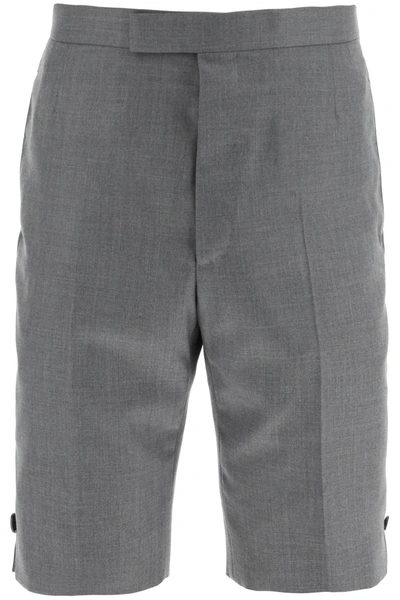 Thom Browne Super 120s Wool Shorts With Back Strap In Grey