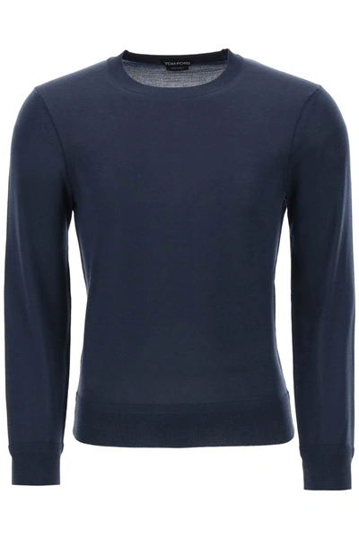 Tom Ford Fine Wool Sweater In Blue