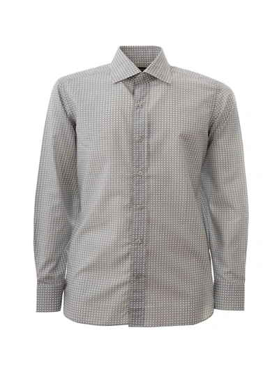 Tom Ford Regular Fit Shirt With Micro Print Allover In Grey
