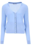 Tory Burch Simone Button-down Wool-silk Cardigan In Light Blue
