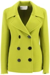 Tory Burch Double-breasted Wool Peacoat In Green