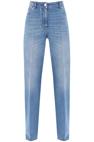 Versace Boyfriend Jeans With Tailored Crease In Blue