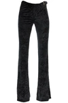 Versace Knotted Stretch Velour Flared Pants In Black