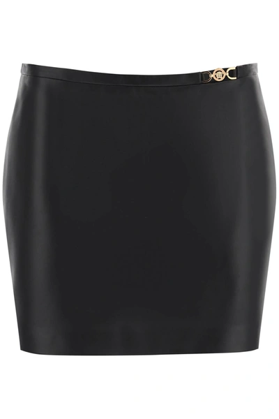 Versace Leather Miniskirt In Black
