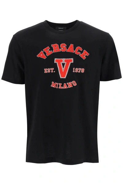 Versace Mitchel Logo Varsity T-shirt In Black (black)