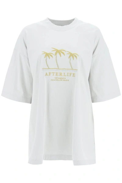 Vetements Embroidered Afterlife T-shirt In Light Blue