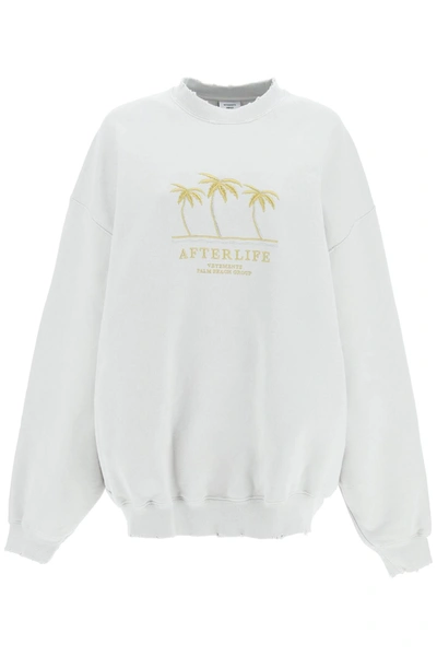 Vetements Embroidered Afterlife Sweatshirt In Light Blue