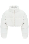 Vtmnts White Cropped Shearling Jacket In White
