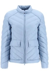 Woolrich Chevron Quilting Lightweight Down Jacket In Light Blue