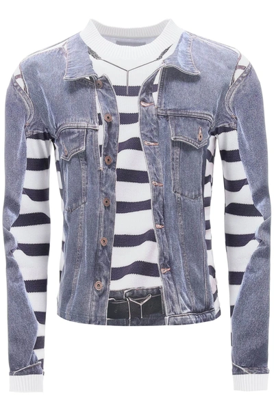 Y/project Blue & White Jean Paul Gaultier Edition Trompe L'oeil Denim Jacket T-shirt In Mixed Colours