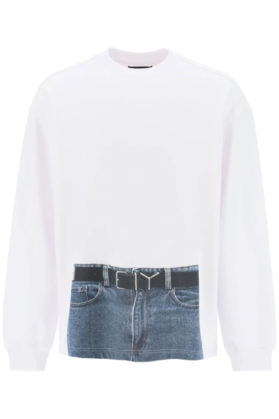 Y/project White Jean Paul Gaultier Edition Trompe L'oeil Y Belt Sweatshirt