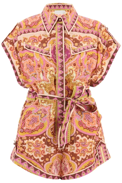 Zimmermann 'halcyon' Playsuit With Paisley Pattern In Multicolor