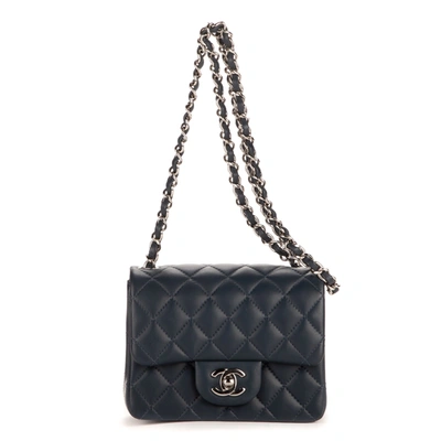 Pre-owned Chanel Timeless Square Flap Mini In Blue