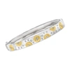 Ross-simons Diamond-accented Sunflower Bangle Bracelet In 2-tone Sterling Silver In Silver