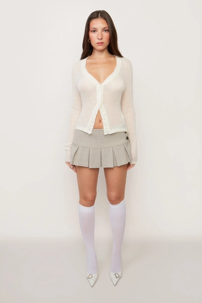 Danielle Guizio Ny Pleated Micro Mini Skirt In Lt Grey Plaid